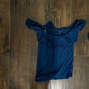 Off the shoulder blue top